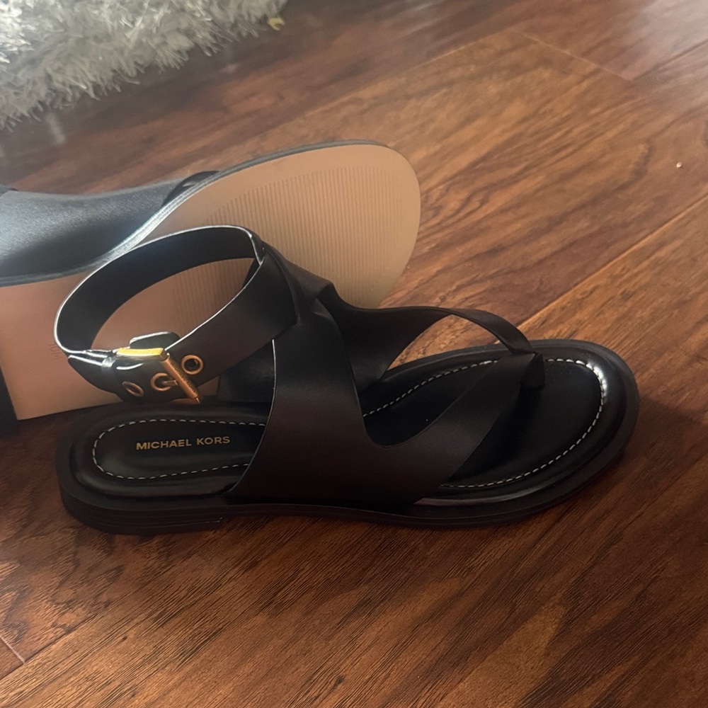 Michael Kors Black Leather Sandals - Picture 4 of 7